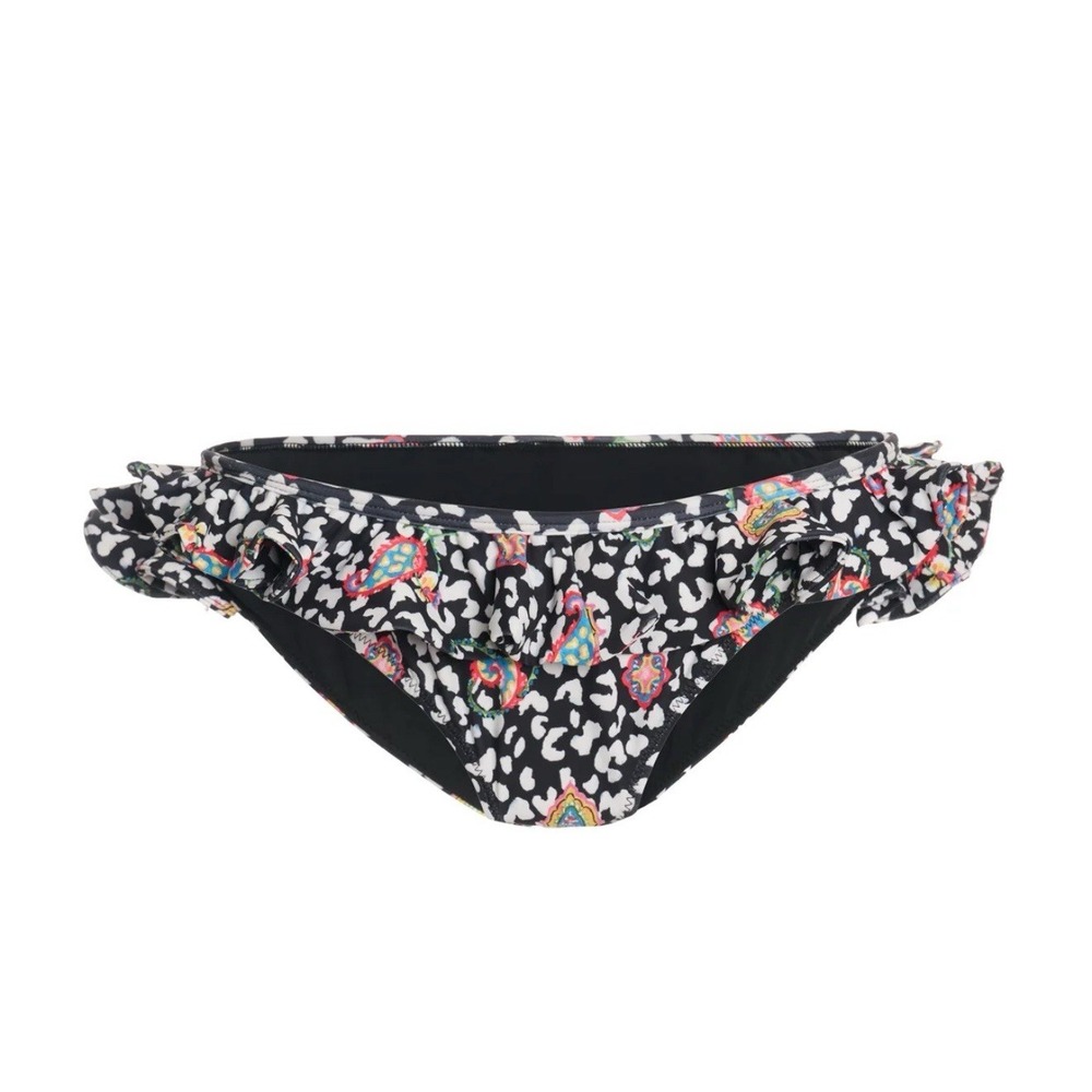NWT Caroline Constas Lotus Bikini Bottom Black Leopard‎ Paisley sz Medium  $210